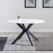 Novara 4 Seater White Ceramic Round Dining Table with Black Star Base - 130cm